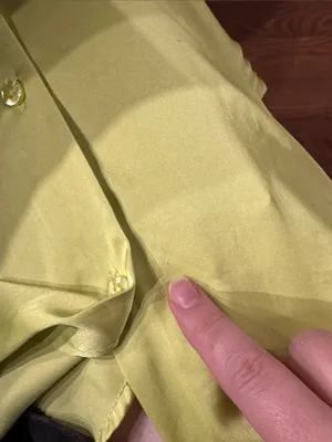 Maison d’Amélie Paris Lime Green Satin Button Down Blouse size L thumbnail 7