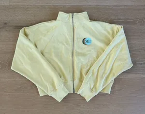 Set Active Zip Up Sweat Jacket Funnel Size S Lemon Yellow thumbnail 1