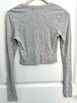 Joah Brown Cropped Ribbed Crew Neck XS/S thumbnail 2