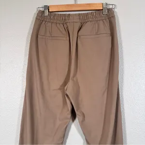 Zara Tan Straight Leg Drawstring Trouser Dress Pants Women’s S Casual Pull On thumbnail 10
