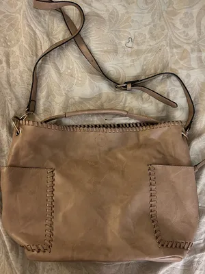 Everyday Tan Hobo Bag with Whipstitch Accents thumbnail 1
