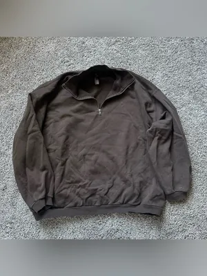 SKIMS Cocoa Brown Oversized Boyfriend Fleece Half-Zip Pullover Sweatshirt thumbnail 2