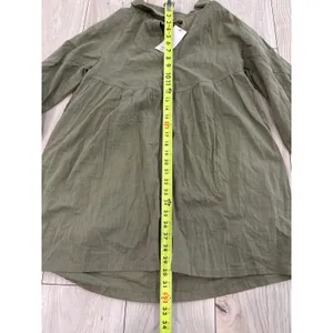 New In Olive Green Babydoll Tunic Dress Long Sleeve Button Down‎ Small NWT thumbnail 5