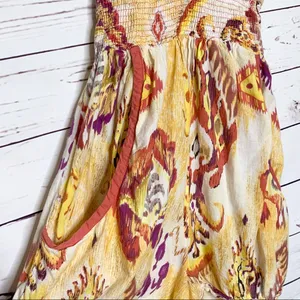 Wet Seal Yellow & Orange Paisley Halter Summer Festival Romper with Pockets Size Medium thumbnail 4