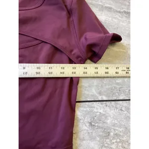 Halara NWOT Burgundy Cutout Double Layer Crop Top Short Sleeve Athletic Small thumbnail 3
