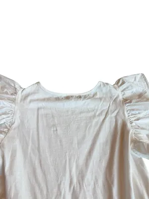 En Saison White A-Line Dress Flowy Sleeves Cotton Blend Stretch Size Medium thumbnail 9