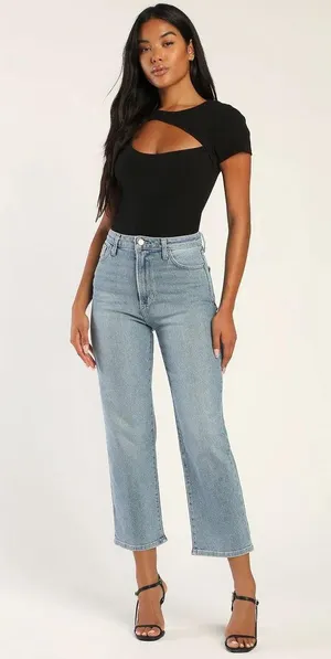 Just Black Denim Truly Cool Light Wash Ribcage Straight Leg Jeans thumbnail 1
