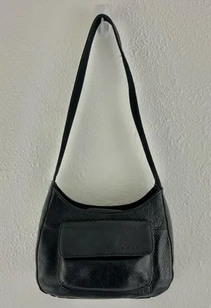 FOSSIL Vintage 90s Y2K Black Leather Edgy Grunge Moto Small Shoulder Bag Purse thumbnail 3