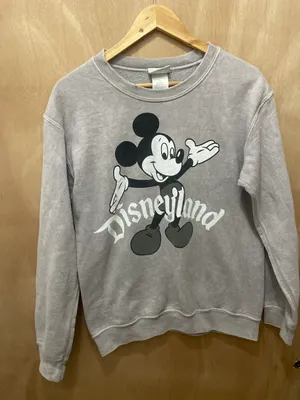Disney Parks Mickey Mouse Long Sleeve Sweater Gray Size Small Vintage small stains as seen in picture thumbnail 1