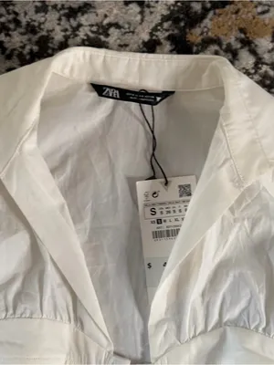 Zara White Cropped Bustier Blouse thumbnail 4