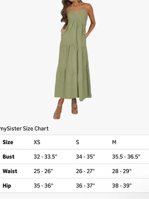 Women's Sage Green Halter Tiered Vacation Maxi Dress with Pockets, Size XS thumbnail 2