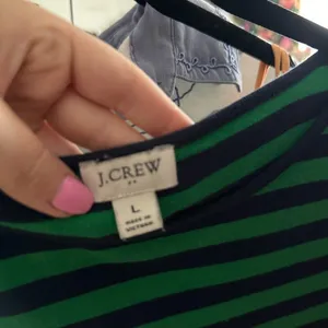 J. Crew Crew Neck Stripe Tank Top Green Navy Size Large thumbnail 5