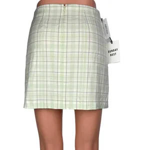 NEW Aritzia Sunday Best Tatiana Lola Green Plaid Slit Straight Mini Skirt Size 2 thumbnail 3
