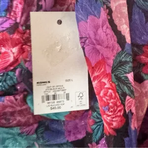 SO Floral Women's Long Sleeve Rusched Front Crop Blouse Sz L NWT thumbnail 6