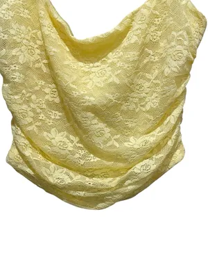 White Fox Let's Have Some Fun Lace Bustier Tank Top Lemon Yellow Size Small thumbnail 2