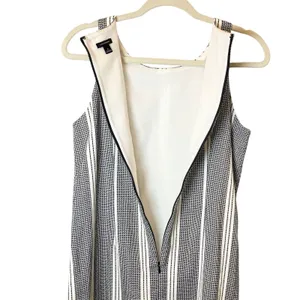 Ann Taylor Black & Cream Striped Sleeveless Sheath Shift Dress Size 6 EUC thumbnail 4