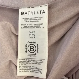 EUC Athleta Brooklyn Lined Camo Jogger Pants Shasta Purple Size 14 Tall thumbnail 10