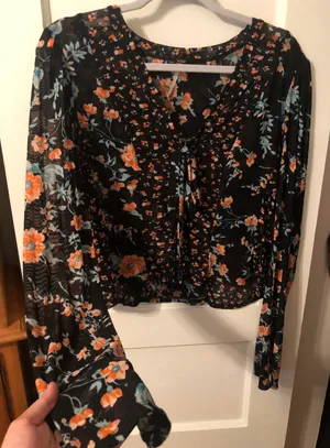 Free People black flower top thumbnail 2