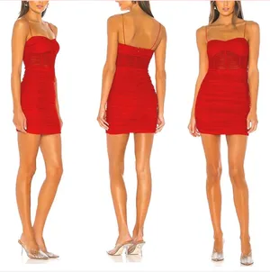 superdown Dress Kambella Ruched Mini Red revolve thumbnail 2