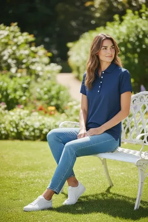 New Peter Millar Women's Navy Blue Sun Protection Performance Golf Polo thumbnail 2