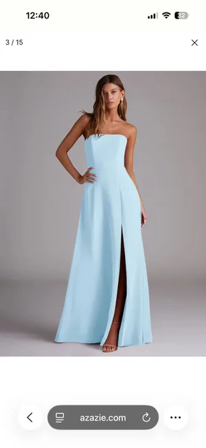 Azazie Wren Chiffon Dress, Sky Blue, NWT thumbnail 5