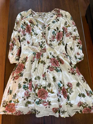 American Rag White Floral Lace-Up Boho Dress Size Large thumbnail 1