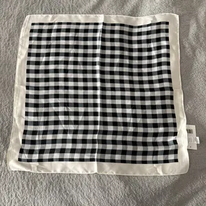 H by Halston Checkered Bandana, One Size, Black/White thumbnail 1