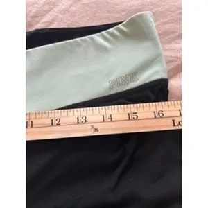 Victorias Secret PINK Yoga Pants Black Mint Green Foldover Flare Leg Leggings thumbnail 9