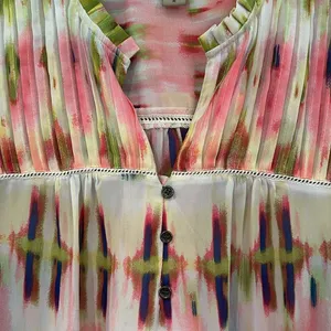 Vintage America Blues Blouse Womens S Multi Boho Peasant Coastal‎ Romantic Artsy thumbnail 2