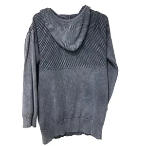 MGirls by Material Girls Blue Waffle Knit Hoodie Y2K Boho Grunge Size M Casual thumbnail 5
