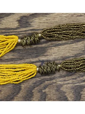 NEW Seed Bead Twisted Wire Cluster Necklace Yellow / Copper Brown 36" + 2" thumbnail 4