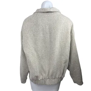 12th Tribe Women's White Wool Long Sleeve Zip Up Collared Outerwear Jacket Sz M thumbnail 2