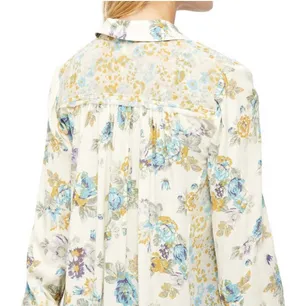 Free People Blouse Floral Multicolor Pleated Button Front Boho Medium thumbnail 3