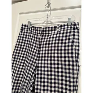 J. Crew Holland Gingham Pants Navy White Linen Cotton Blend‎ Crop Size 6 thumbnail 3