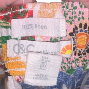 C&C California Linen Pants L Wide Leg Floral Print Pull On Colorful Relaxed thumbnail 7
