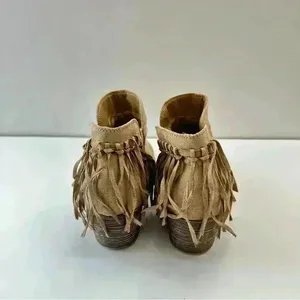 American‎ Eagle Boots Brown Tan Suede Fringed Side Zip Womens Size 9.5 thumbnail 4