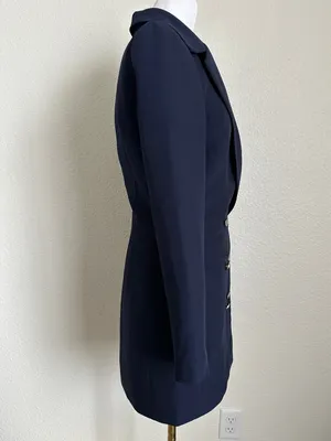 SUPERDOWN NWT Madeline Blazer Double Breasted Blazer Dress in Navy Gold Sz. S thumbnail 3
