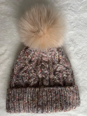 Confetti Cable Pom Beanie thumbnail 1