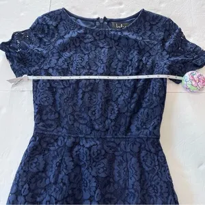Lulus Polished to Perfection Navy‎ Blue Lace Sheath Dress MEDIUM thumbnail 8