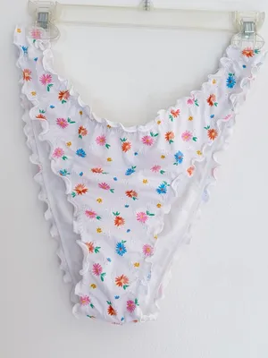 Wild Fable Floral Ruffle Bikini Bottoms Size Large (12-14) NWT thumbnail 1