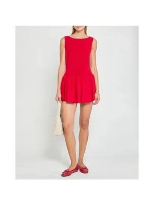 NWT o.p.t Helene Mini Dress XS Red Sleeveless Combination Puff Flared Bubble thumbnail 5