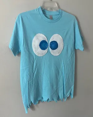 Gildan Halloween Costume Blue Retro Arcade Game Ghost T-shirt thumbnail 1
