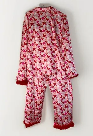 Simply Southern Red and Pink Heart Satin Pajamas size XL thumbnail 2