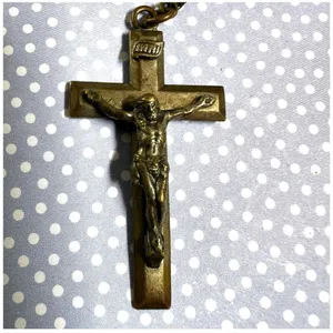 Vintage brass Queen of Heaven Rosary - Ornate Metal Beads thumbnail 4