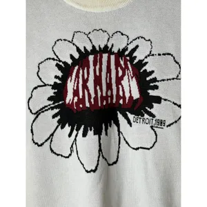 Carhartt WIP Sweater Women‎ Small Ivory Gray Cotton Knit Pixel Flower Streetwear thumbnail 7