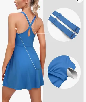 Heathyoga Womens Tennis Dress with Shorts Underneath Workout Dress with Built-in Bra Athletic Dresses Golf Dress Exercise Dress thumbnail 3