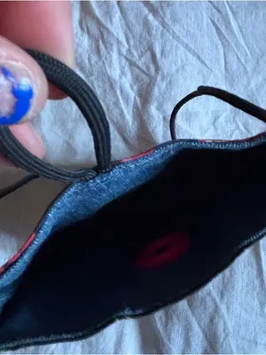 Handmade Reversible Cherry Print Denim Button Closure Eclectic Shoulder Bag thumbnail 4