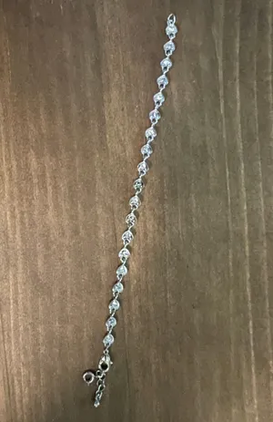 RN Signed Rhinestone Heart Link Bracelet Silver thumbnail 4