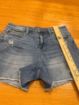 Judy Blue high waisted mild distressed raw hem jeans shorts size large . thumbnail 6