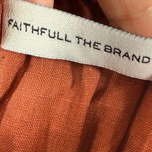 Faithfull The‎ Brand Womens Linen Smocked Halter Top Terracotta Rust Size Large thumbnail 2